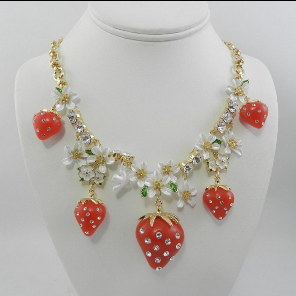 Betsey Johnson Strawberry Frontal Necklace